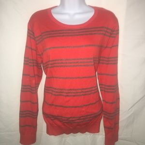 *Banana Republic XL Orange Gray Striped Sweater❤️